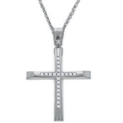 Λευκόχρυσος γυναικείος σταυρός 14 Καρατίων