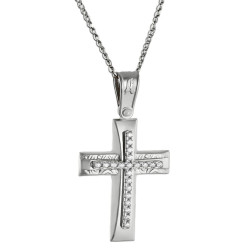 Λευκόχρυσος γυναικείος σταυρός 14 Καρατίων