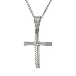 Λευκόχρυσος γυναικείος σταυρός 14 Καρατίων