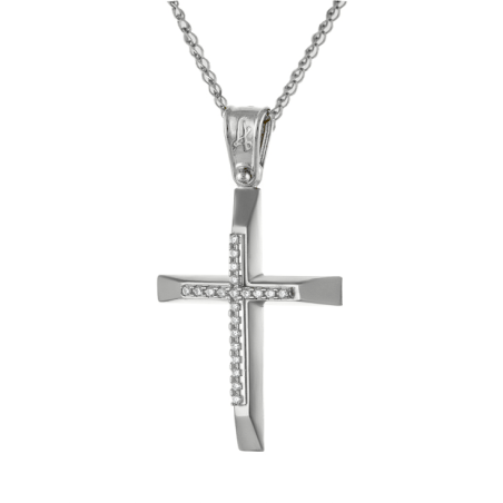 Λευκόχρυσος γυναικείος σταυρός 14 Καρατίων