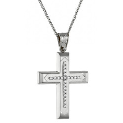 Λευκόχρυσος γυναικείος σταυρός 14 Καρατίων