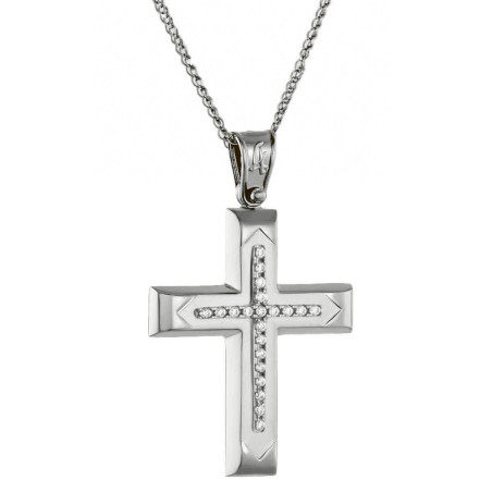 Λευκόχρυσος γυναικείος σταυρός 14 Καρατίων