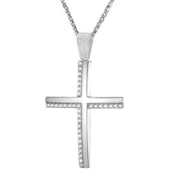 Λευκόχρυσος γυναικείος σταυρός 14 Καρατίων