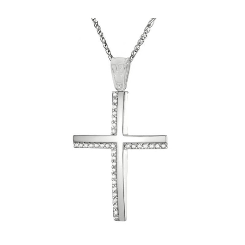 Λευκόχρυσος γυναικείος σταυρός 14 Καρατίων