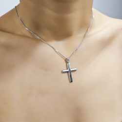 Λευκόχρυσος ανδρικός σταυρός 14 Καρατίων