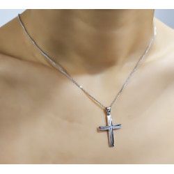 Λευκόχρυσος ανδρικός σταυρός 14 Καρατίων