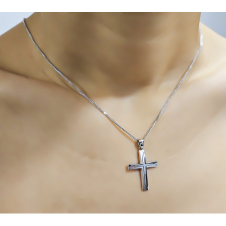 Λευκόχρυσος ανδρικός σταυρός 14 Καρατίων