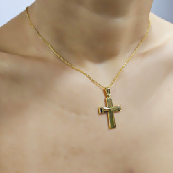 Χρυσός ανδρικός σταυρός με αλυσίδα 14 Καρατίων