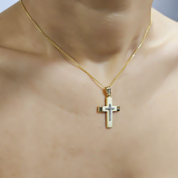 Χρυσός γυναικείος σταυρός με αλυσίδα 14 Καρατίων