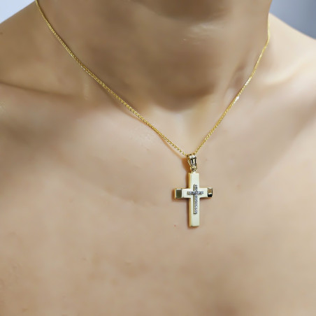 Χρυσός γυναικείος σταυρός με αλυσίδα 14 Καρατίων