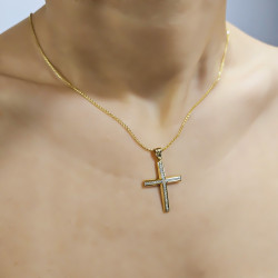 Χρυσός γυναικείος σταυρός με αλυσίδα 14 Καρατίων