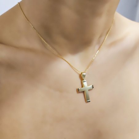 Χρυσός ανδρικός σταυρός με αλυσίδα 14 Καρατίων