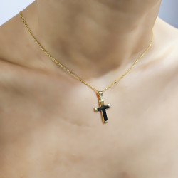 Χρυσός Ανδρικός σταυρός με αλυσίδα 14 Καρατίων