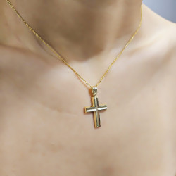 Χρυσός ανδρικός σταυρός με αλυσίδα 14 Καρατίων