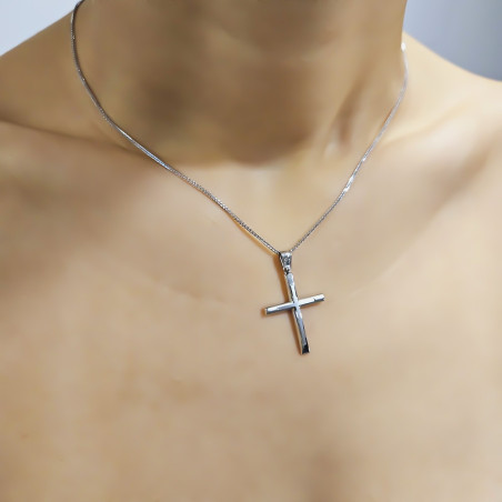 Λευκόχρυσος ανδρικός σταυρός 14 Καρατίων
