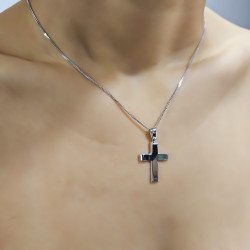 Λευκόχρυσος αντρικός σταυρός 14 Καρατίων