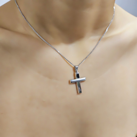 Λευκόχρυσος αντρικός σταυρός 14 Καρατίων