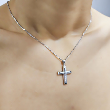 Λευκόχρυσος γυναικείος σταυρός 14 Καρατίων