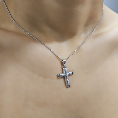 Λευκόχρυσος γυναικείος σταυρός 14 Καρατίων