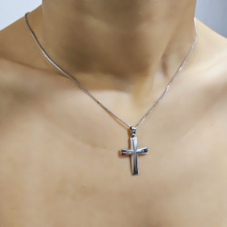 Λευκόχρυσος αντρικός σταυρός 14 Καρατίων