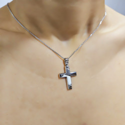Λευκόχρυσος ανδρικός σταυρός 14 Καρατίων