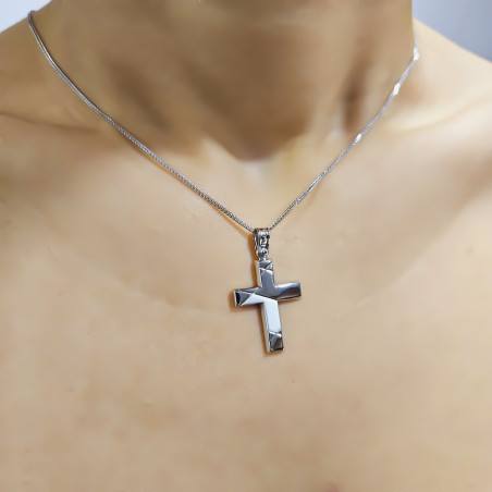 Λευκόχρυσος ανδρικός σταυρός 14 Καρατίων