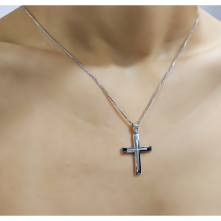 Λευκόχρυσος αντρικός σταυρός 14 Καρατίων