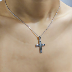 Λευκόχρυσος αντρικός σταυρός 14 Καρατίων