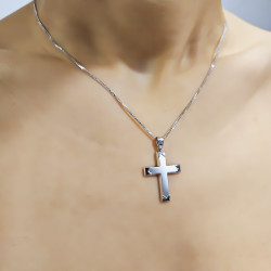 Λευκόχρυσος αντρικός σταυρός 14 Καρατίων