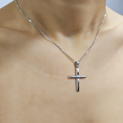 Λευκόχρυσος ανδρικός σταυρός 14 Καρατίων