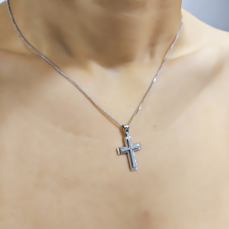 Λευκόχρυσος γυναικείος σταυρός 14 Καρατίων