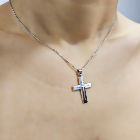Λευκόχρυσος αντρικός σταυρός 14 Καρατίων
