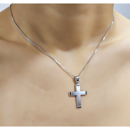 Λευκόχρυσος αντρικός σταυρός 14 Καρατίων