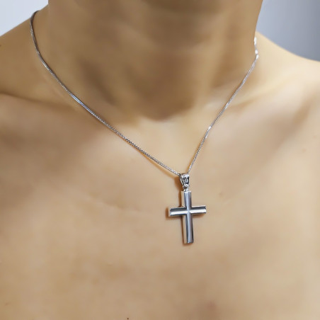 Λευκόχρυσος αντρικός σταυρός 14 Καρατίων