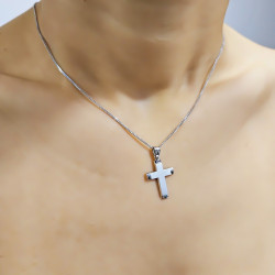 Λευκόχρυσος αντρικός σταυρός 14 Καρατίων