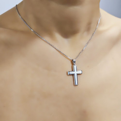 Λευκόχρυσος αντρικός σταυρός 14 Καρατίων