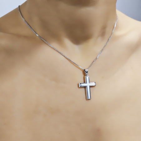 Λευκόχρυσος αντρικός σταυρός 14 Καρατίων