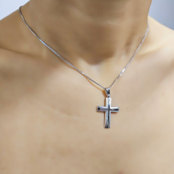 Λευκόχρυσος αντρικός σταυρός 14 Καρατίων