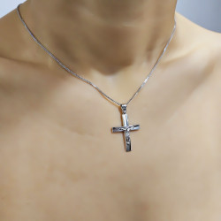 Λευκόχρυσος αντρικός σταυρός 14 Καρατίων