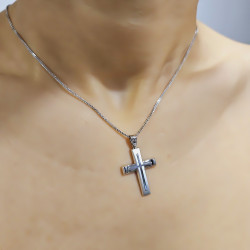 Λευκόχρυσος αντρικός σταυρός 14 Καρατίων