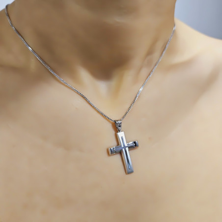 Λευκόχρυσος αντρικός σταυρός 14 Καρατίων