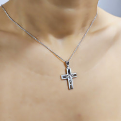 Λευκόχρυσος αντρικός σταυρός 14 Καρατίων