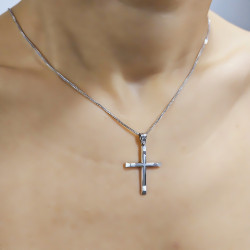 Λευκόχρυσος ανδρικός σταυρός 14 Καρατίων