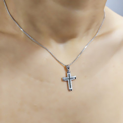 Λευκόχρυσος αντρικός σταυρός 14 Καρατίων