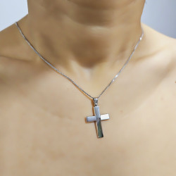 Λευκόχρυσος αντρικός σταυρός 14 Καρατίων
