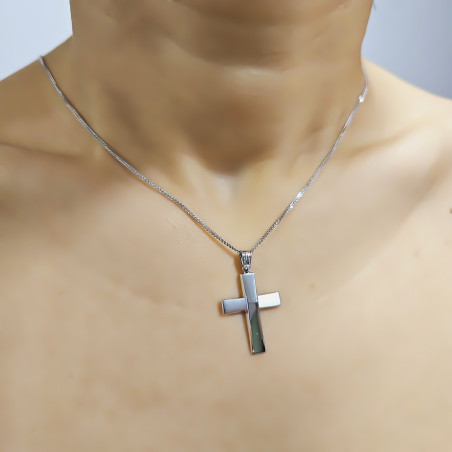 Λευκόχρυσος αντρικός σταυρός 14 Καρατίων