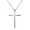 Λευκόχρυσος γυναικείος σταυρός με διαμάντια και αλυσίδα 18 Καρατίων