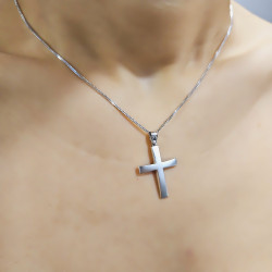 Λευκόχρυσος ανδρικός σταυρός 14 Καρατίων