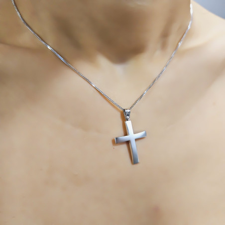 Λευκόχρυσος ανδρικός σταυρός 14 Καρατίων