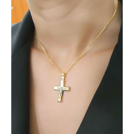 Χρυσός Ανδρικός σταυρός με αλυσίδα 14 Καρατίων